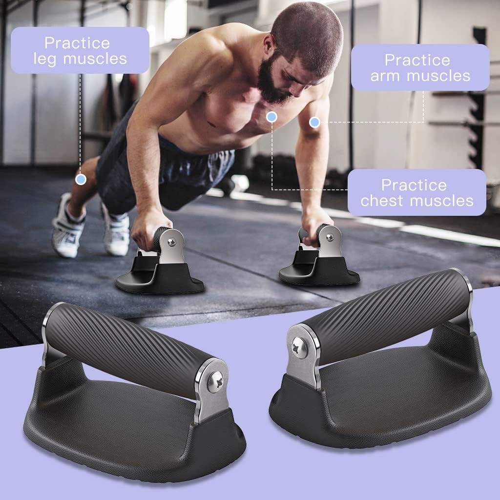 BeneLabel Push Up Bars, Pushup Stands, Anti-Slip Soft Plastic Push Up Handles, Bottom Anti-Slip Pad, Stainless Steel Support Frame, Strength Training Equipment, Perfect for Floor Workout Exercise - Image 2
