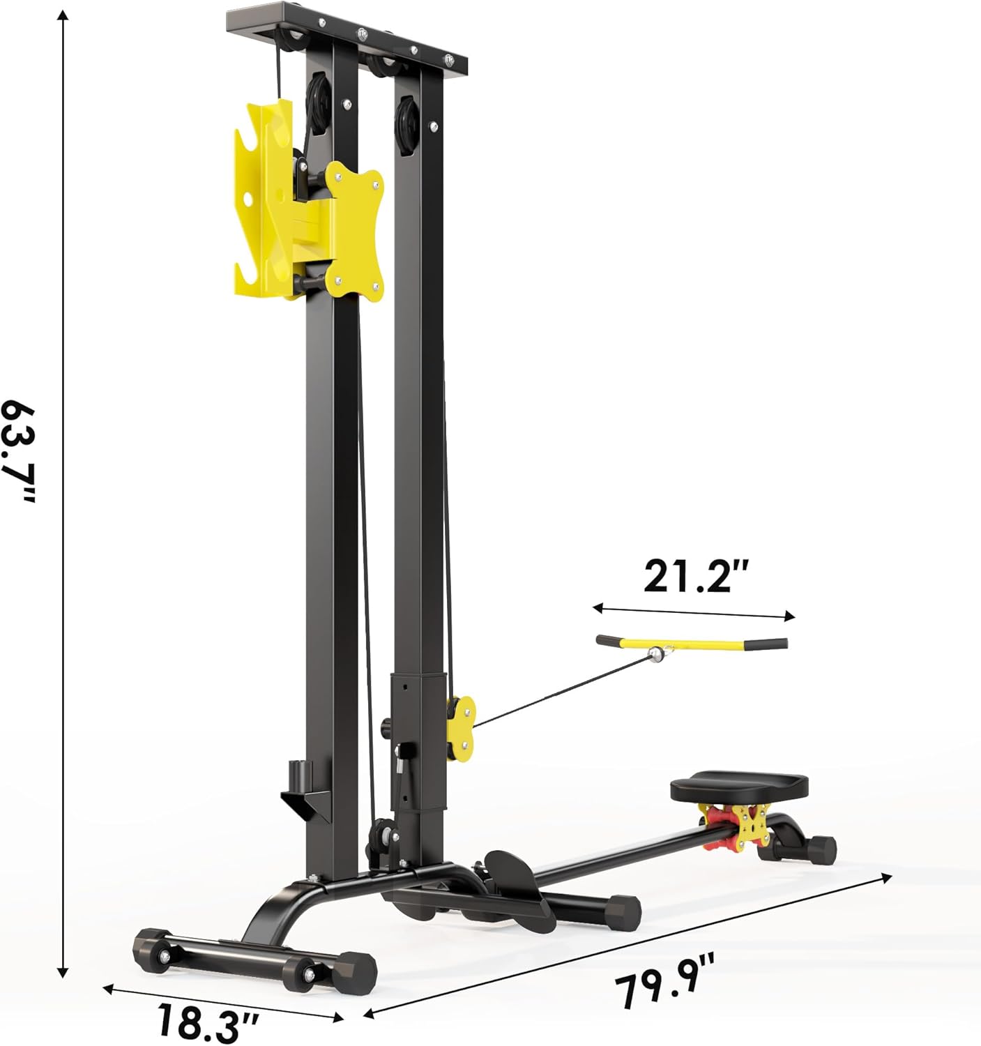 soges Foldable LAT Pull Down Machines & Rowing Machine, Multi-Functional Low Row Cable LAT Tower, Home Fitness Exercise Workout Station Strength Training Bar Machine - Image 7