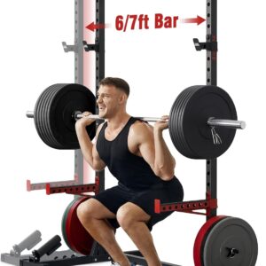FLYBIRD Squat Rack with Pull-Up Bar, Adjustable Multi-Functional Power Rack, Inner Width Squat Rack Stand Suitable for 6FT,7FT Barbell for Home Gym Equipment…