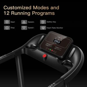 CURSOR FITNESS Home Folding Treadmill with Pulse Sensor, 2.5 HP Quiet Brushless, 7.5 MPH, 265 LBS Capacity