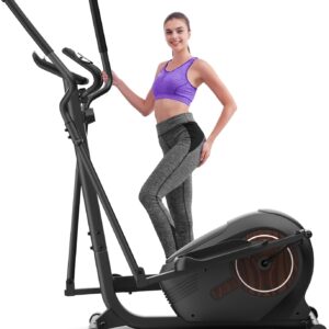 ANCHEER Elliptical Exercise Machine, Elliptical Trainer for Home with Quiet Magnetic Drive,14 Resistance Levels, Pulse Rate Monitor,LCD Monitor, Max 300LBS(Black)
