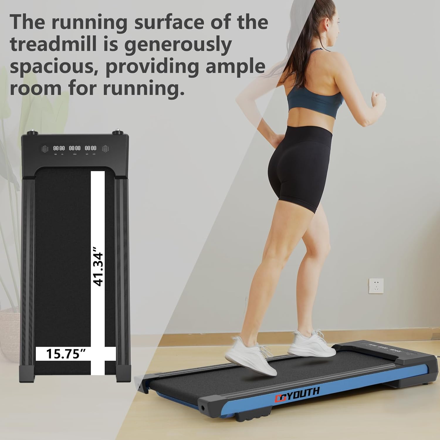 GOYOUTH 2 in 1 Under Desk Electric Treadmill Motorized Exercise Machine with Wireless Speaker, Remote Control and LED Display, Walking Jogging Machine for Home/Office Use - Image 4