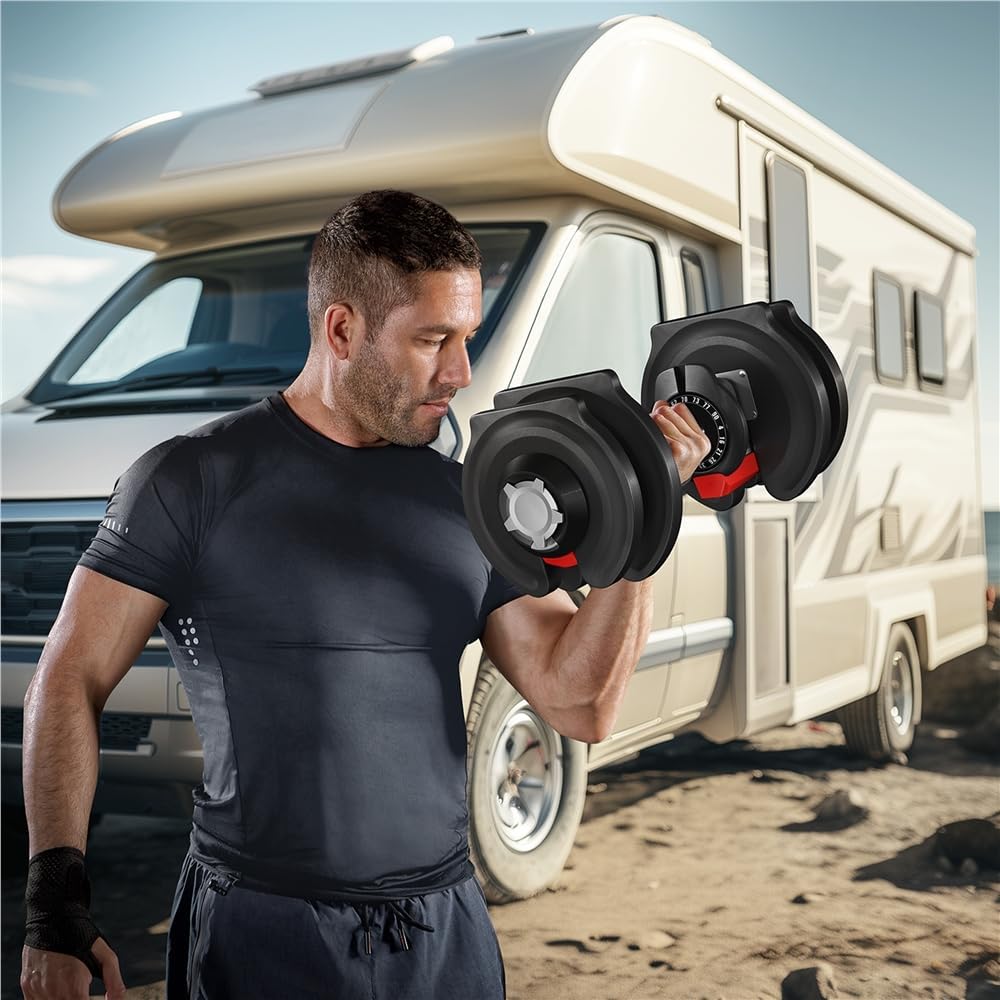 Yaheetech Adjustable Dumbbells Set 28LB/40LB/52.5LB/90LB, Fast Adjust Weight Set Pair - Image 9