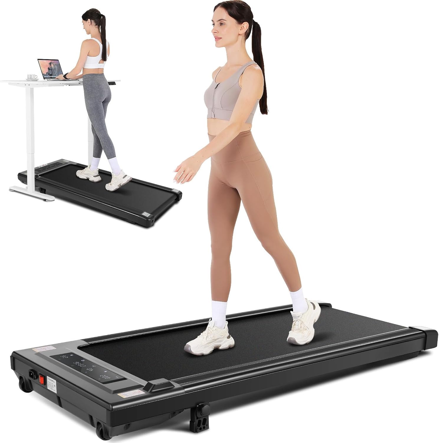 Walking Pad Under Desk Treadmill Portable 2.5HP for Home Office, Walking Treadmill Electric Quiet for Home/Apartment/Flat, Walking Jogging Machine with Remote Control and LED Dispaly