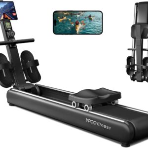 Rowing Machines for Home, Magnetic Row Machine Foldable, 16 Levels Quiet Resistance Rowing Machine with Dual Slide Rail, Folding Indoor Rowers Compact with Max 350lb Weight Capacity