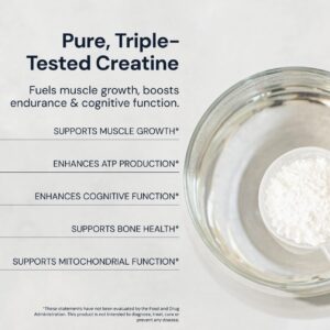 Blueprint Bryan Johnson Creatine Monohydrate Powder – Amino Acid Powder – Suppliment Supports Muscle Growth, Recovery, Strength & Focus – Unflavored Creatine for Women & Men – 5g Dose – 100 Servings