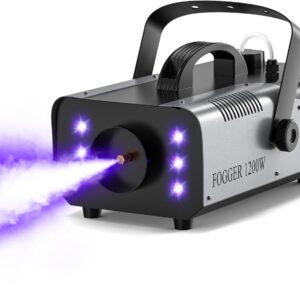 1200W Fog Machine Outdoor Indoor, 6000CFM Smoke Machine with LED Lights, Fog Machine Halloween with Wireless Remote & Auto, Fogger Machine for Wedding Party Stage Events