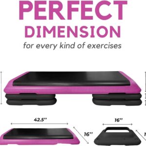 Yes4All Adjustable Workout Aerobic Exercise Step Platform Health Club Size with 4 Adjustable Risers Included and Extra Risers Options