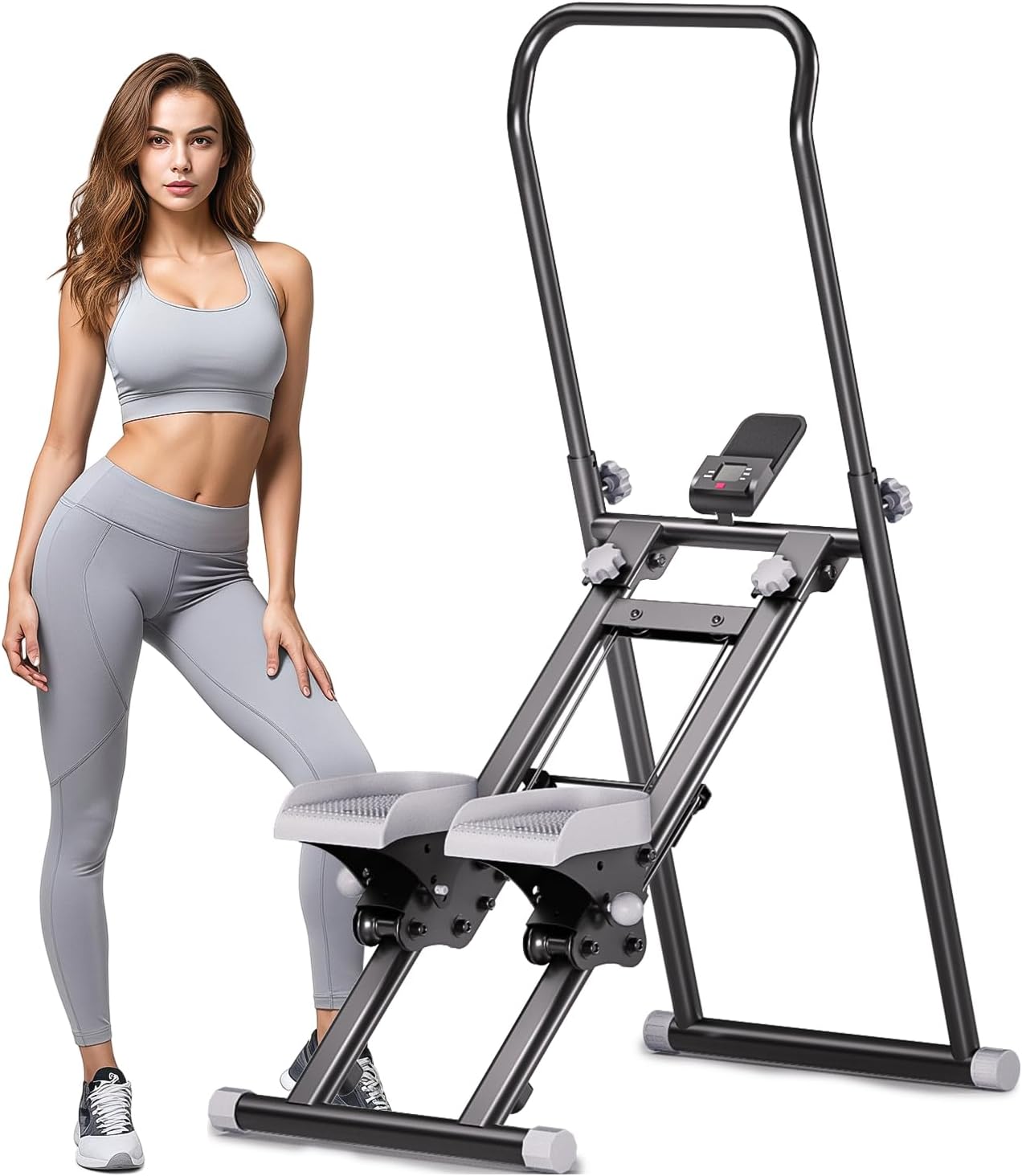 Stair Stepper for Home Gym,Folding Vertical Climber Cardio Exercise Machine,Stair Climber for Full Body Workout with Adjustable Handlebar for Women & Men