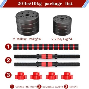 Adjustable-Dumbbells-Sets,Free Weights-Dumbbells Set of 2 Convertible To Barbell A Pair of Lightweight for Home Gym,Women and Men Equipment