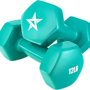 Yes4All Vinyl Hexagon Dumbbell – Dumbbells Set of 2 Hand Weights for Home Gym & Strength Training (2-15 lbs Weight Options)
