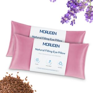Lavender Eye Pillows for Relaxation, Yoga Eye Pillow for Meditation, Microwavable Weighted Eye Pillow for Yoga, Moist Heat & Cold Eye Compress with Aromatherapy (Pink) – 2 Pack