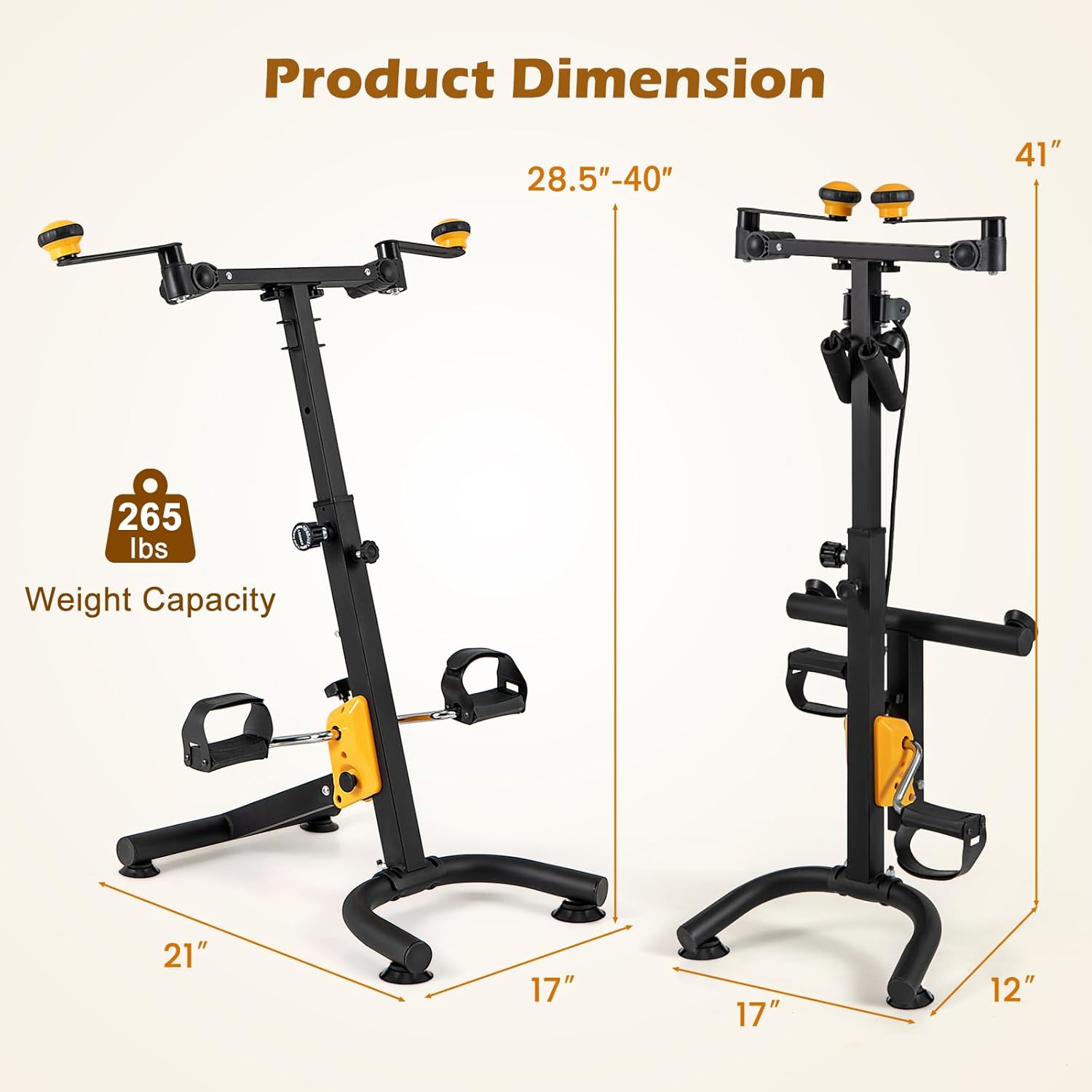 GYMAX Pedal Exerciser for Seniors, Hand Arm Leg and Knee Folding Pedal Exercise Bike with Adjustable Handgrip, Resistance and Height, Home Indoor Fitness Equipment for Rehabilitation - Image 6