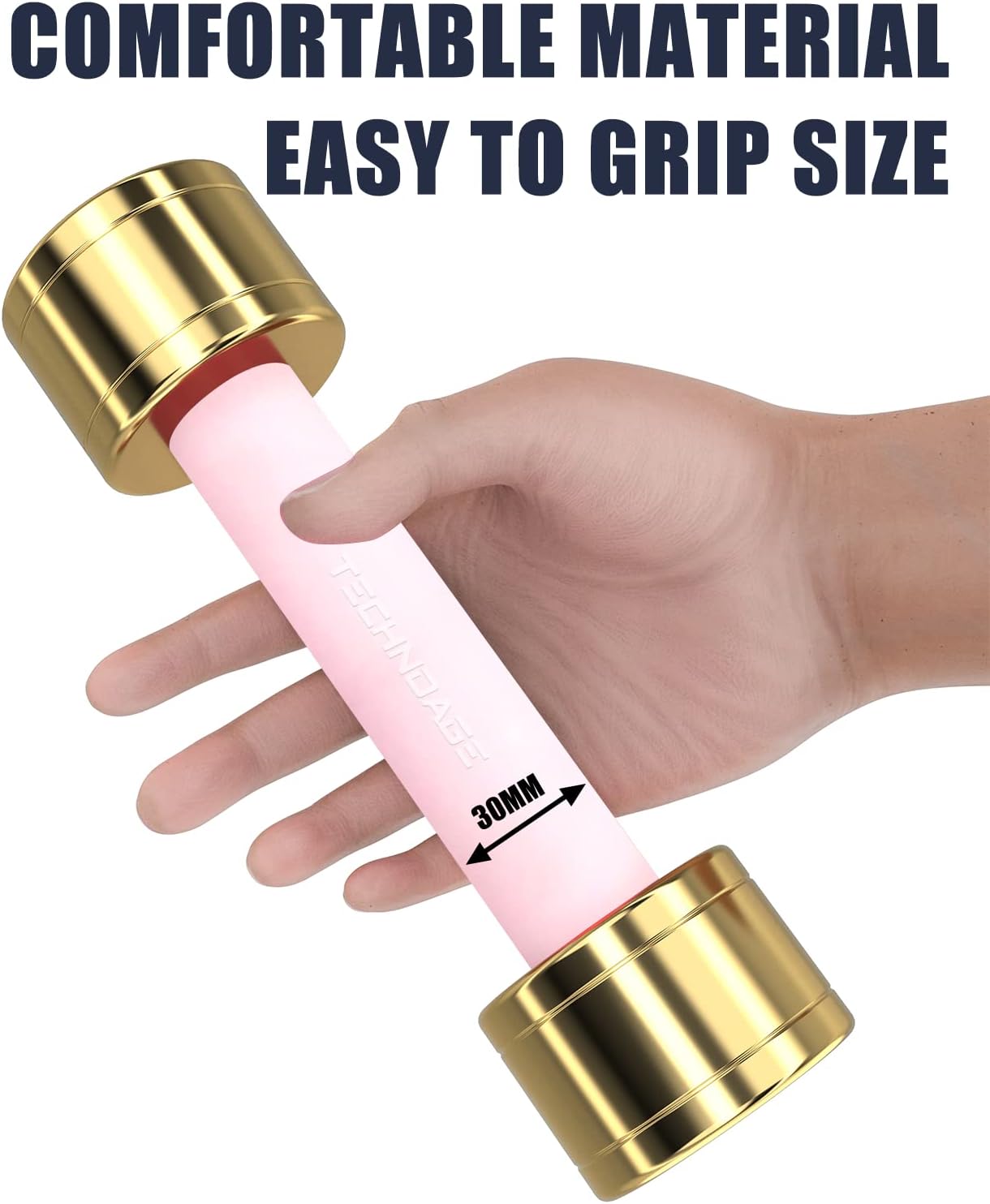 TECHNOAGE Round Dumbbell Sets with Steel Handle, Odorless Neoprene rubber Handle Cover - Image 6