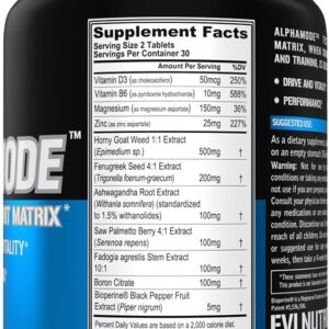 Evlution Nutrition Alphamode – Support Matrix for Men – Performance + Recovery Supplement Strength + Stamina Support – Vitamin D3 & B6, Ashwagandha Root & Horny Goat Weed Extract – 30 Servings