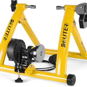 Bike Trainer, Magnetic Bicycle Stationary Stand for Indoor Exercise Riding, 26-29″ & 700C Wheels, Quick Release Skewer & Front Wheel Riser Block Included
