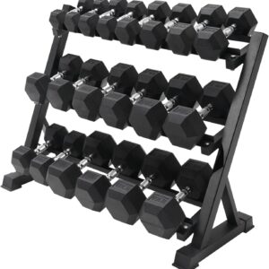 RITFIT 300/350/450/650/180/200/210 LB Rubber Hex Dumbbells Set with Optional Dumbbell Rack, Multi Weight Set to Choose, Ideal for Home Gym and Fitness