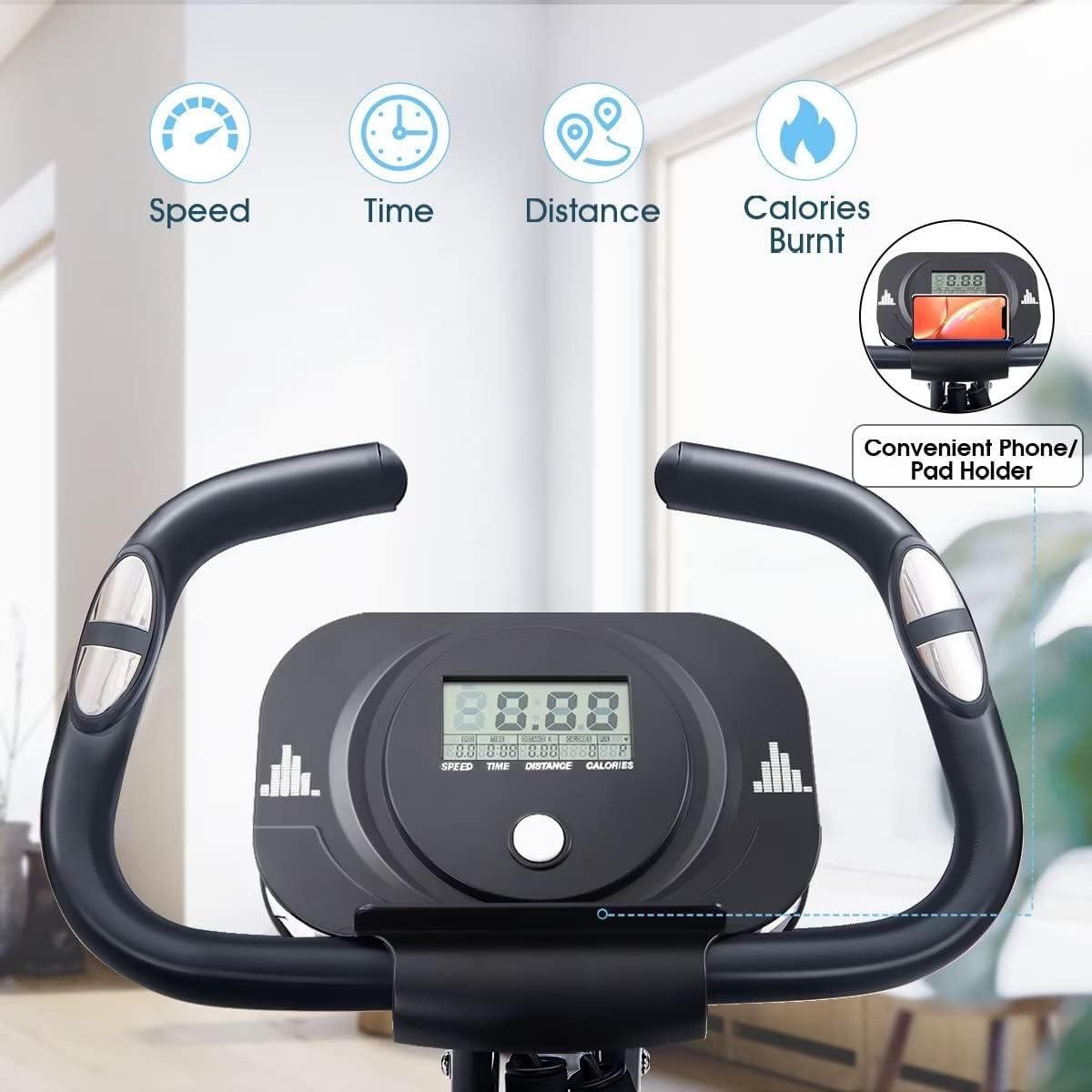 Merax Workout Bike For Home - 2 In 1 Recumbent Exercise Bike and Upright Indoor Cycling Bike Positions, 16 Level Magnetic Resistance Exercise Bike, Foldable Stationary Bike Machine, Fitness Bike - Image 4