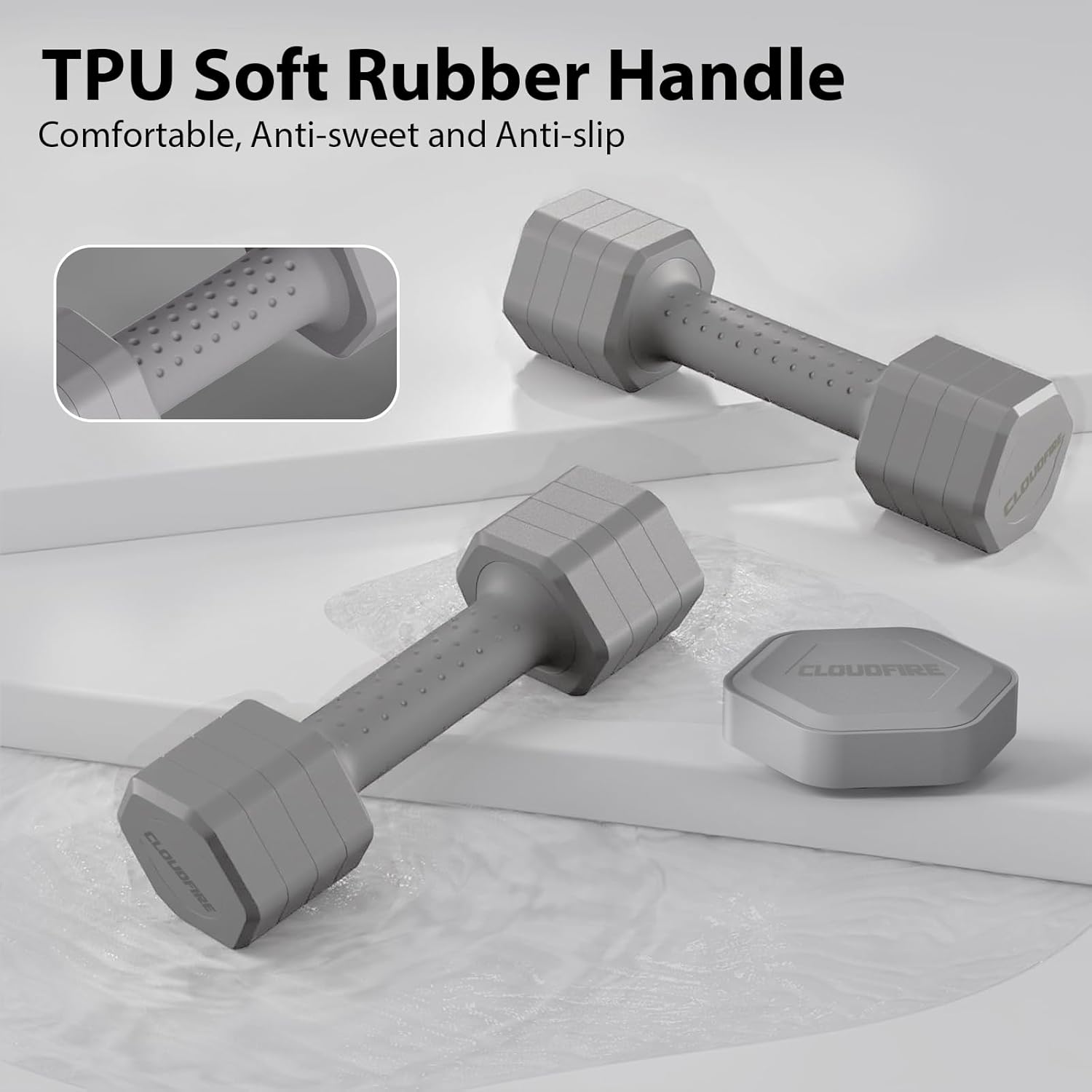Adjustable Dumbbell Set of 2, 4 in 1 Free Weights Dumbbells Set, Hand Weights for Women at Home, 5 lb Dumbbells Set with Non-slip Comfort Handle for Home Gym Exercise Workout Training - Image 4