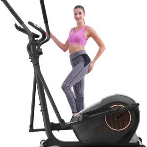 ANCHEER Elliptical Machine, Elliptical Exercise Machine with Quiet Magnetic Drive,14 Resistance Levels, Pulse Rate Monitor, LCD Monitor, 15.5IN Stride, Elliptical Trainer for Home