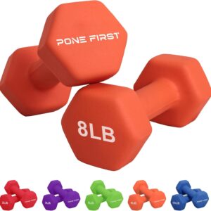 Dumbbell Hand Weight Pairs – Neoprene Dumbbell Exercise & Fitness For Home Gym Equipment and Adjustable Dumbbell Sets–Non-Slip, Color Coded Hex Shaped Free Weights For Women,Men 2LB 3LB 5LB 8LB 10LB Pounds