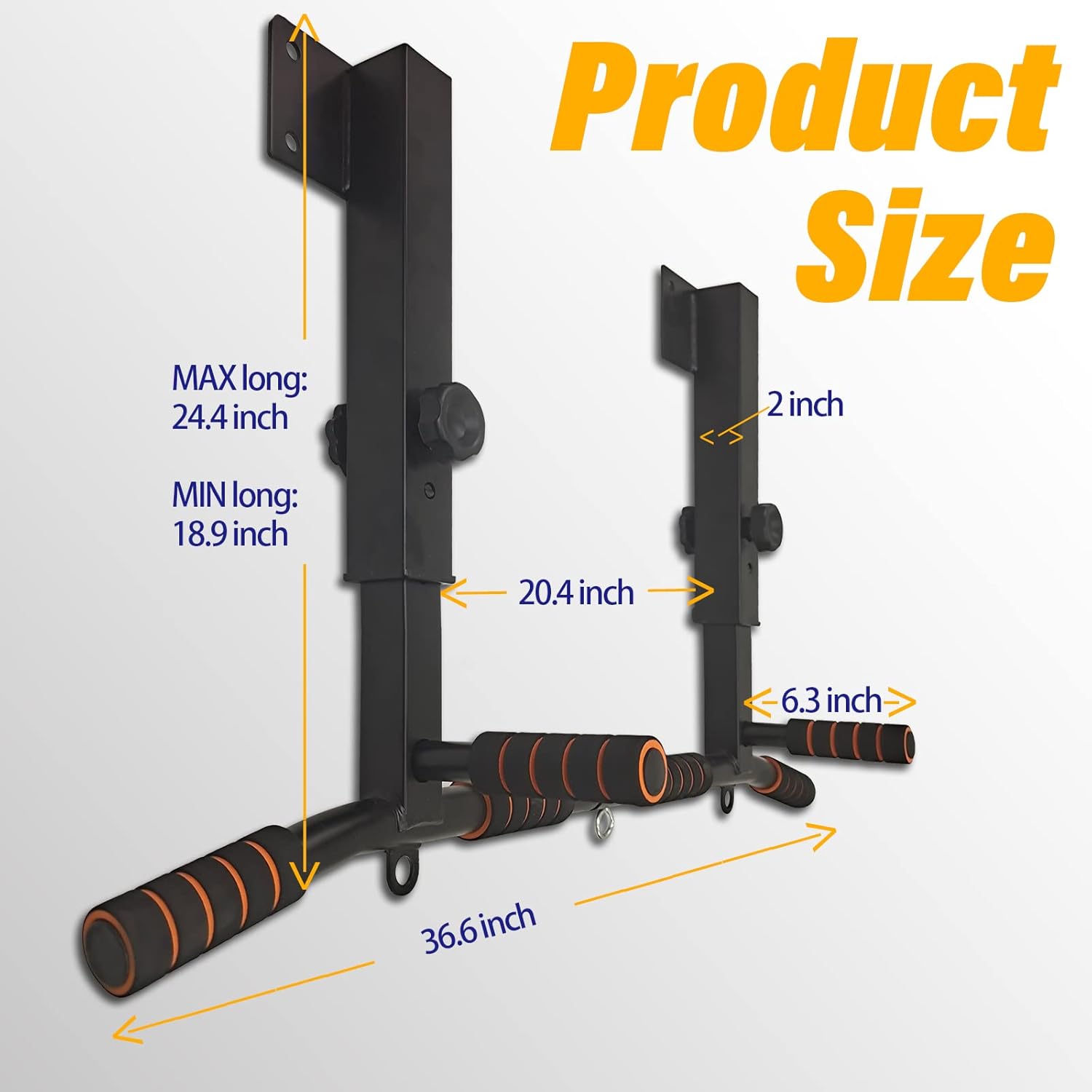 BDL Wall Mounted Pull Up Bar Chin Up bar Multifunctional Dip Station for Indoor Home Gym Workout, Power Tower Set Training Equipment Fitness Dip Stand Supports to 440 Lbs - Image 6