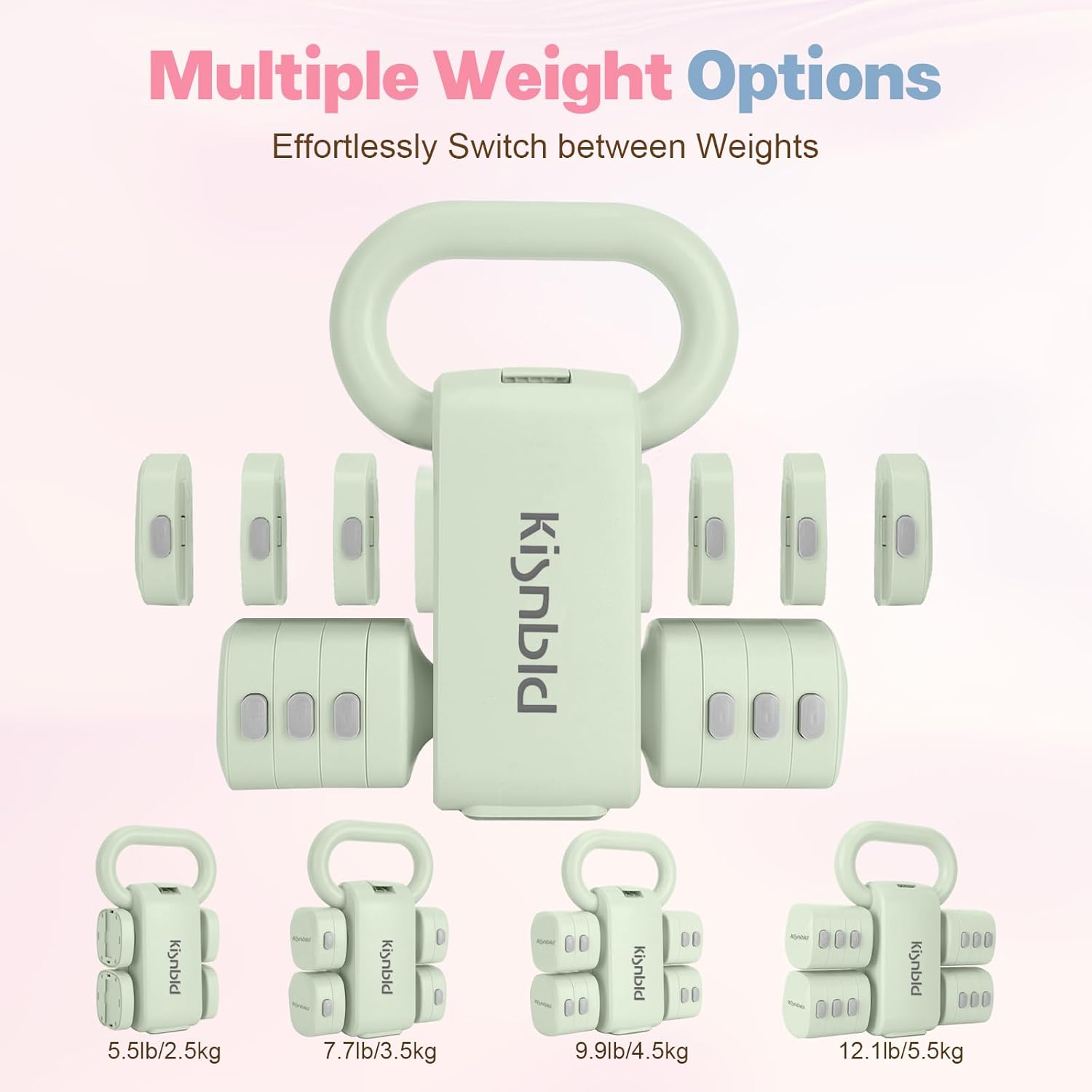 Adjustable Dumbbell Set of 2, 4 in 1 Free Weights Dumbbells Set for Women with Fast Adjustment, Each 2lb 3lb 4lb 5lb Hand Weights Set for Home Gym & Outdoor Exercise Training - Image 3