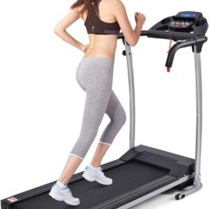 Goplus Foldable Treadmill, Freestanding Portable Treadmill with 12 Preset Programs, LCD Monitor, Built-in Wheels & Pulse Sensor, Folding Compact Treadmills for Home Small