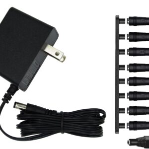9V Power Supply,9V 1.5A 13.5W Universal 100-240V AC to DC 9Volts 1.5A 1A 0.8A 0.5A 450mA Power Adapter with 9 Plugs for LED Strip Light Camera Router Elliptical Trainer -Center Positive 5.5×2.1mm Plug