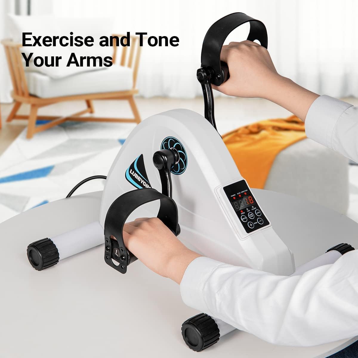 Motorized Mini Exercise Bike Pedal Exerciser for Seniors Rehab Training, LUBBYGIM Electric Under Desk Bike Pedal Exerciser for Arm/Leg Fitness & Physical Therapy, 6 Levels Speed Adjustment - Image 7