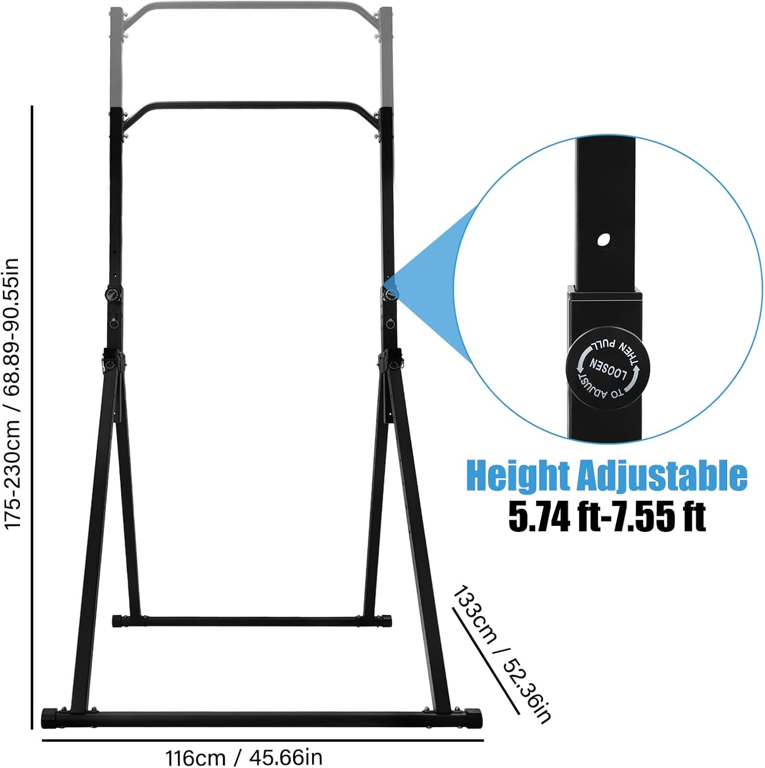 Foldable Pull Up Bar, Power Tower Workout Dip Station Height Adjustable Pull Up Bar for Home, Multifunction Fitness Tower Station Gym Training Equipment - Image 3