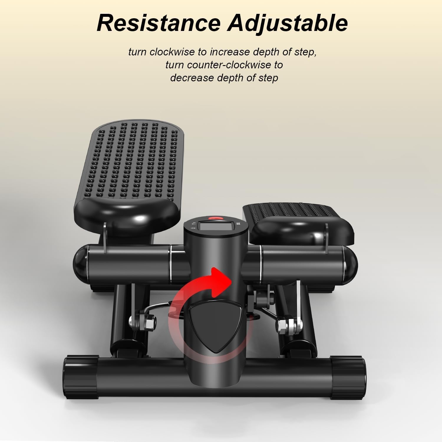 Mini Stair Stepper for Home Exercise, Low-Impact Stiar Stepper, Weight Capacity 300 LBS, with Digital Monitor and Resistance Bands, Black - Image 5
