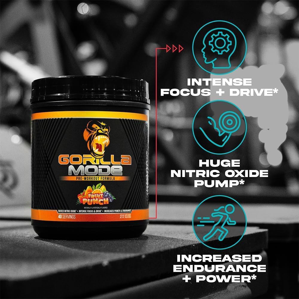 Gorilla Mind Pre Workout - Massive Pumps Laser Focus Energy Power - L-Citrulline, Creatine, L-Tyrosine, Betaine, Hydroprime, Alpha-GPC, 400mg Caffeine, Huperzine A 800g (BlackBerry Lemonade) - Image 6