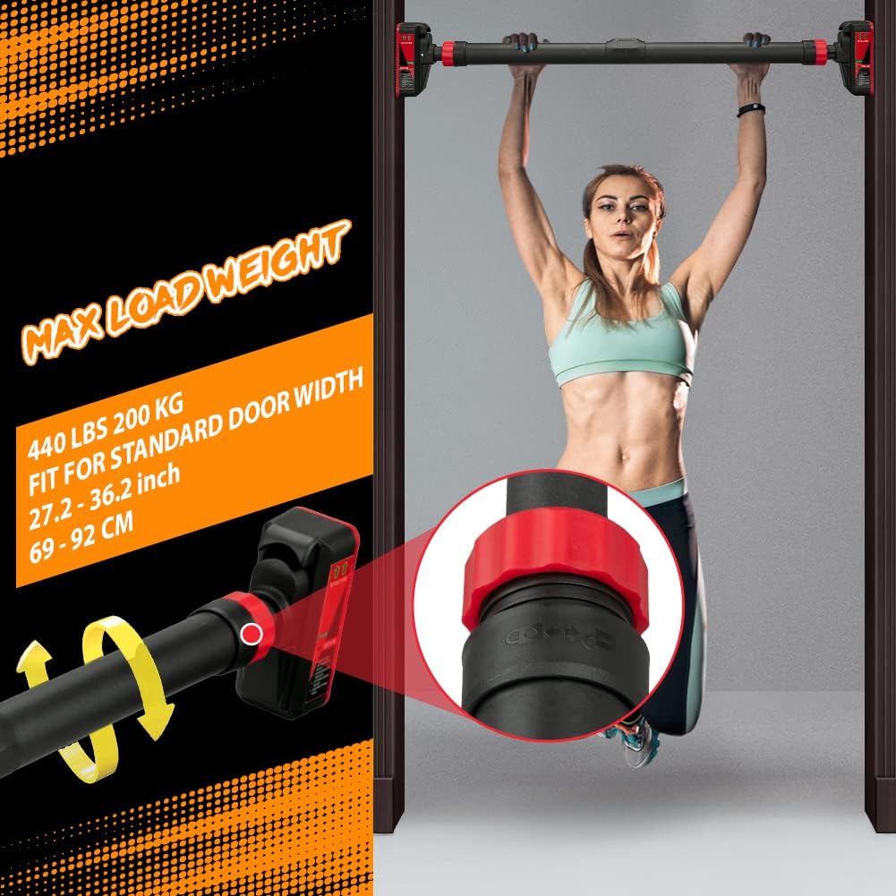 Pull Up Bar for Doorway, Strength Training Pull-up Bars, Chin Up Bar, No Screws, With Level Meter and Adjustable Width for Home Gym Upper Body Workout, No Installation Required, Max Load 440 LBS - Image 4