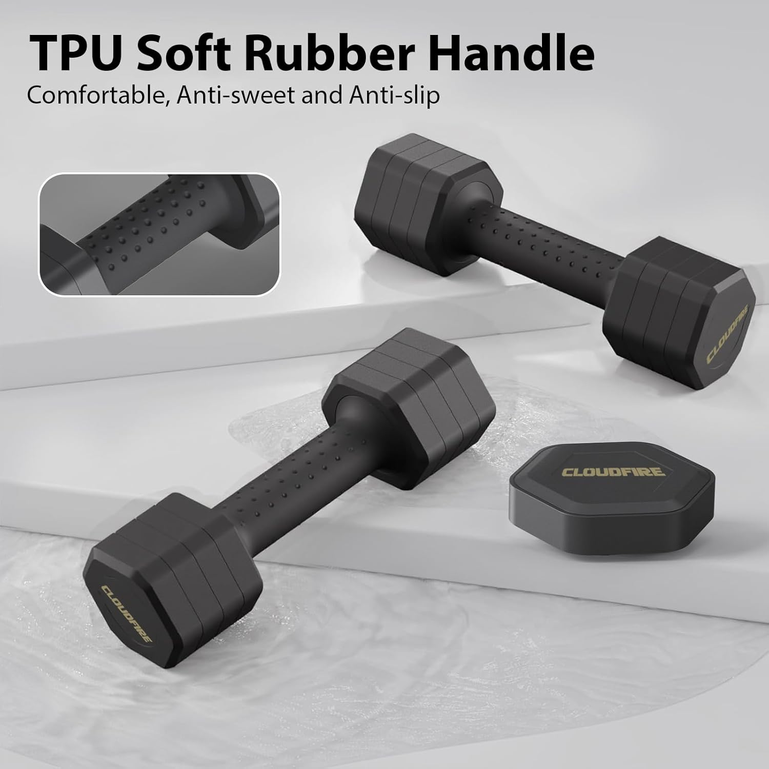 Adjustable Dumbbell Set of 2, 4 in 1 Free Weights Dumbbells Set, Hand Weights for Women at Home, 5 lb Dumbbells Set with Non-slip Comfort Handle for Home Gym Exercise Workout Training - Image 4