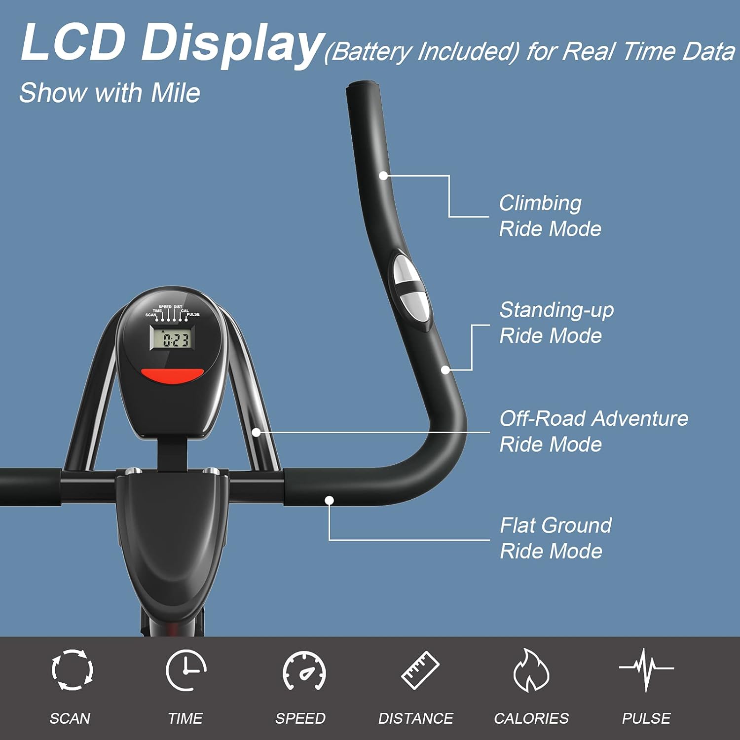 Goplus Magnetic Stationary Bike, Indoor Exercise Cycling Bike Smooth Belt Drive W/Heart Rate, LCD Monitor, Full Adjustment Near-silent Home Cardio Workout - Image 3