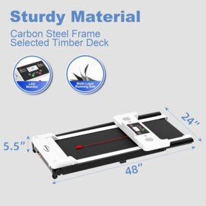 Treadmills for Home, Portable Foldable Treadmills for Home with 300 LBS Capacity and LED Display, 3.0 HP Walking Pad with Handle Bar (White)