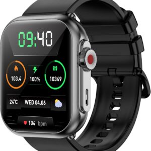 Smart Watch for Men Women 100-Day Standby, 1.85″ HD Screen, 110+ Sport Modes, IP68 Waterproof, Heart Rate/Sleep Monitor, Fitness Watch for Android/iPhone (Black)