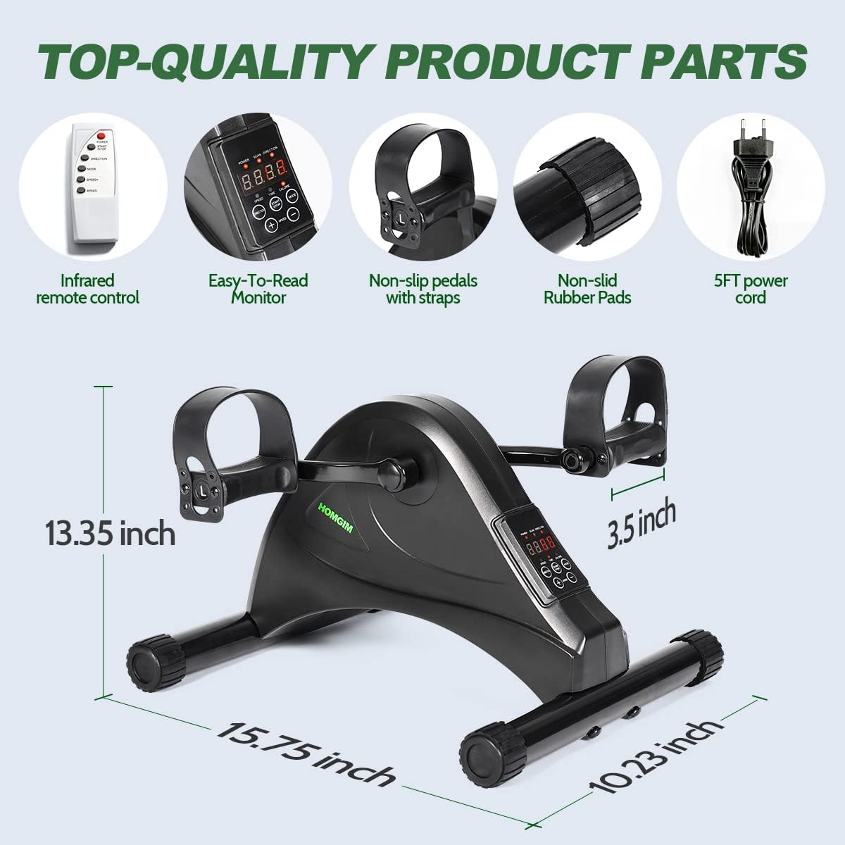 Motorized Mini Exercise Bike Electric Pedal Exerciser for Seniors Rehab Training, Under Desk Bike Pedal Exerciser for Arm/Leg Fitness & Physical Therapy, 6 Levels Speed Adjustment - Image 2