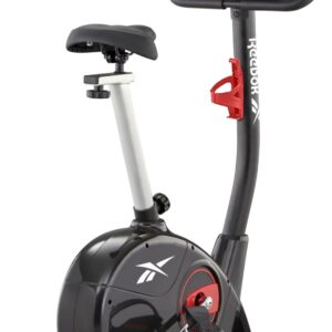 Reebok Fitness Upright Exercise Bike, Bluetooth Stationary Cycling Bike with 24 Resistance Levels, 12 Training Programs, Indoor Bike with Gel Pad Saddle