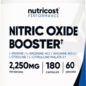 Nutricost Nitric Oxide Booster 2250mg, 180 Capsules – 750mg Per Casule, 60 Servings – Gluten Free and Non-GMO