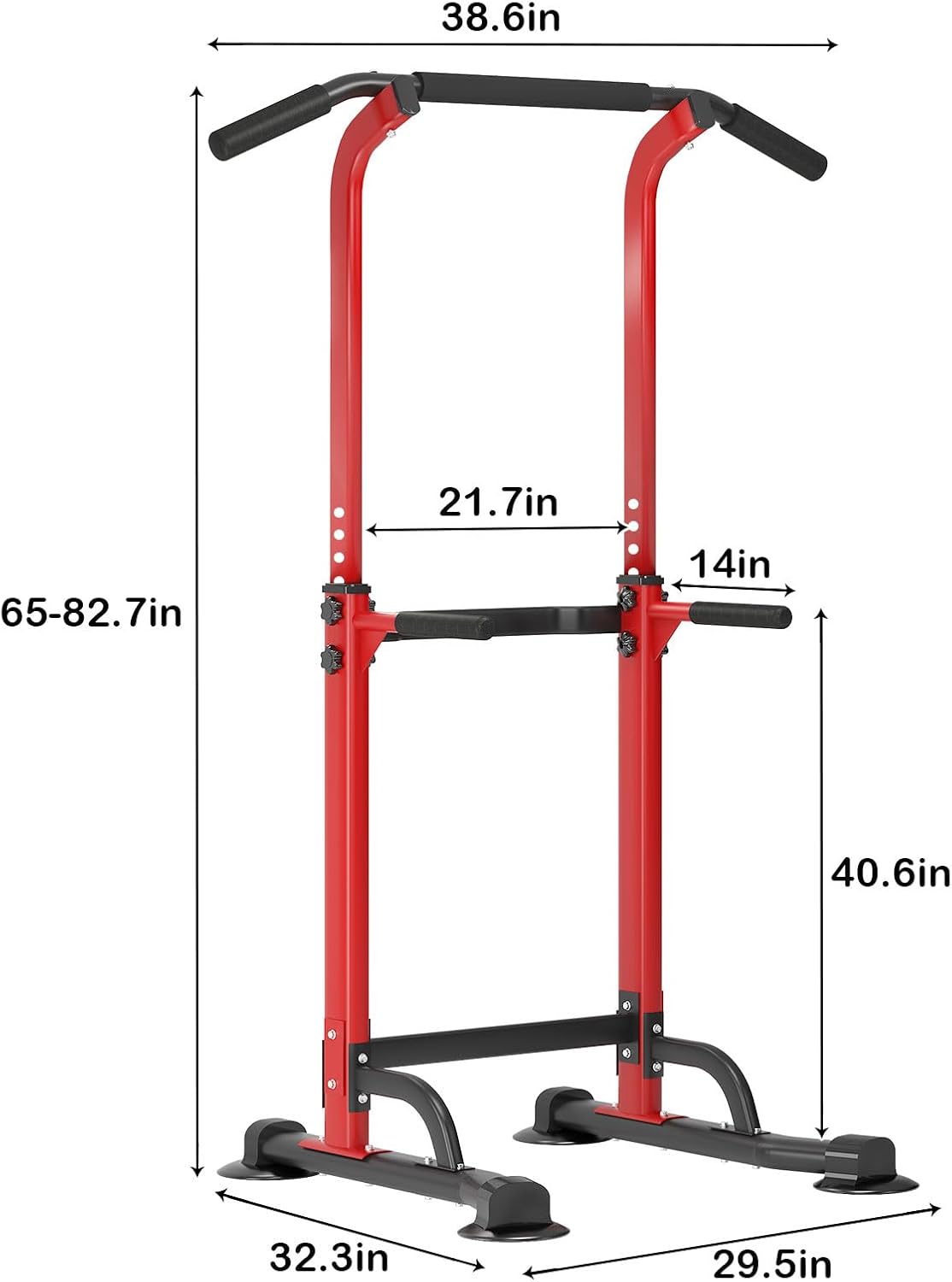 SogesHome Power Tower Pull Up Bar and Dip Station Adjustable Height Dip Stand Multi-Functional Strength Training Fitness Workout Station - Image 4