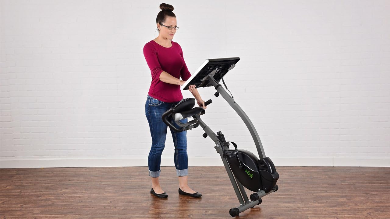 Stamina Wirk Ride Exercise Bike - Foldable Fitness Bike with Workstation and Standing Desk - Stationary Bike for Home Workout - Up to 250 Weight Capacity - Image 2