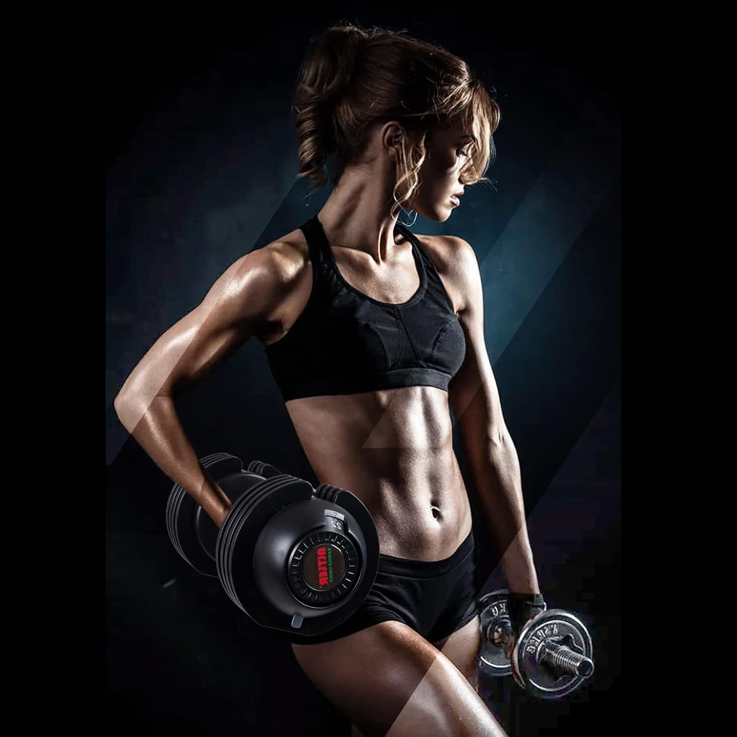 Adjustable Dumbbell,22LBS 44LBS 52LBS Dumbbell Set with Tray for Fitness, Fast Adjust Weight by Turning Anti-Slip Handle, Safety with 8 Lock Slots, Suitable for Men and Women - Image 9