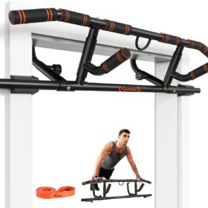 2025 Upgrade Pull up Bar for Doorway with Folding Handle, Door Pull up Bar Door Frame Multi-Grip Upper Body Trainer, 440lb Capacity, Indoor Fitness for Home Gym Strength Training