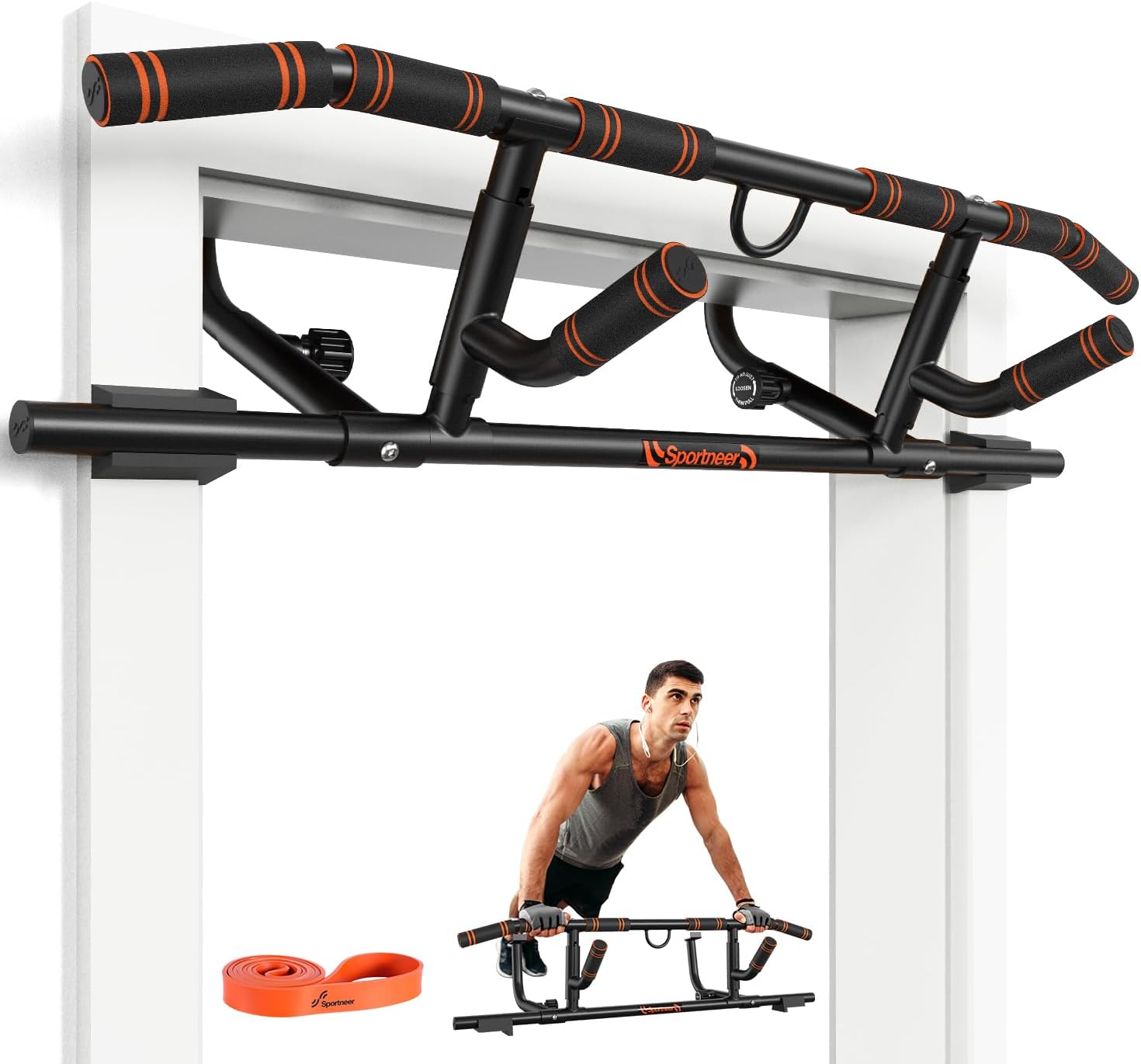 2025 Upgrade Pull up Bar for Doorway with Folding Handle, Door Pull up Bar Door Frame Multi-Grip Upper Body Trainer, 440lb Capacity, Indoor Fitness for Home Gym Strength Training