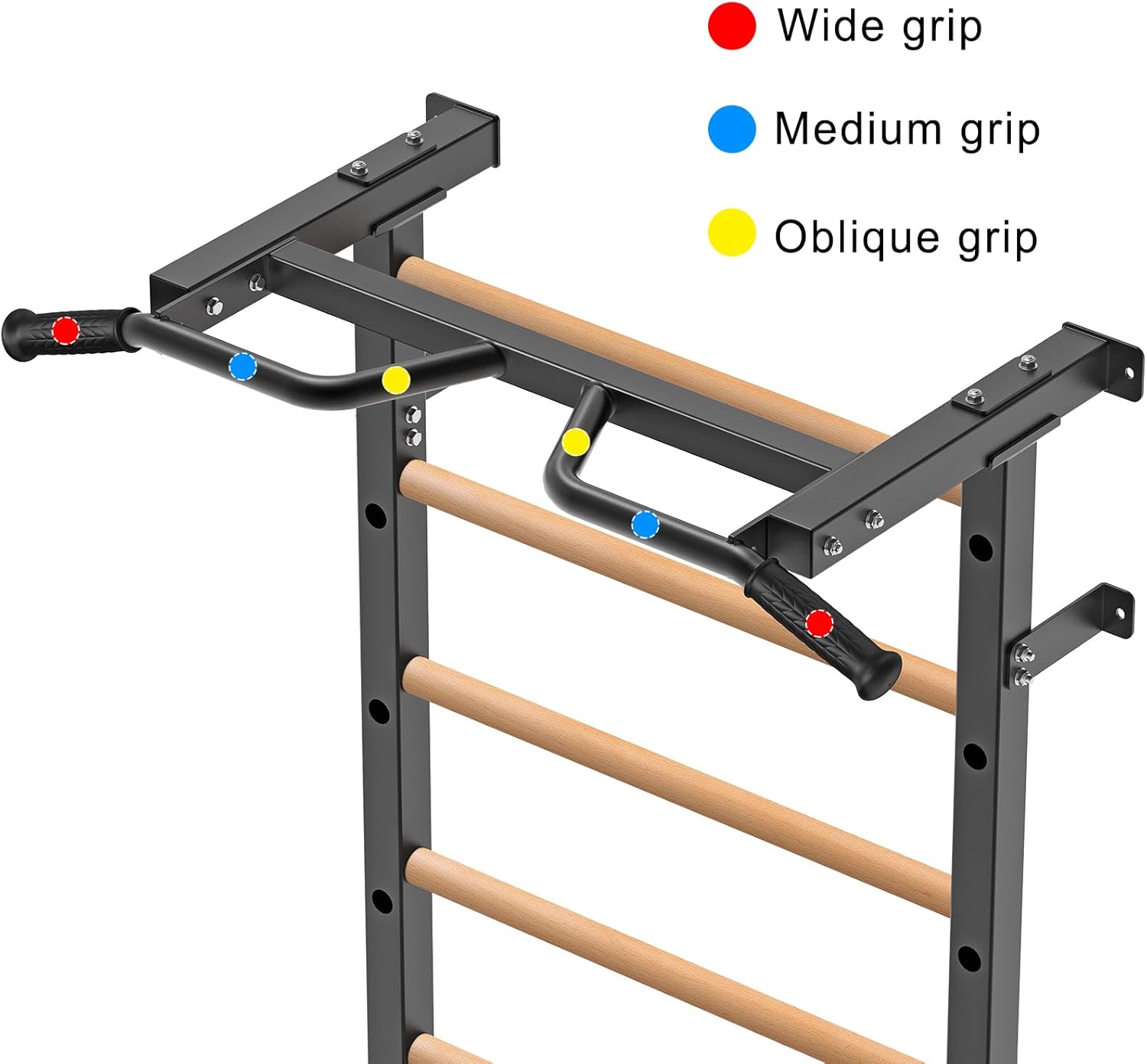 Kipika Gymnastic Stall Bar - 2"x2" Swedish Ladder with 1" Hole, Wall Mounted Pull-up Bar Ladder Suspension Trainer, Solid Wood Grips Gymnastics Training Bar for Home, Wall Gym, School - Image 6