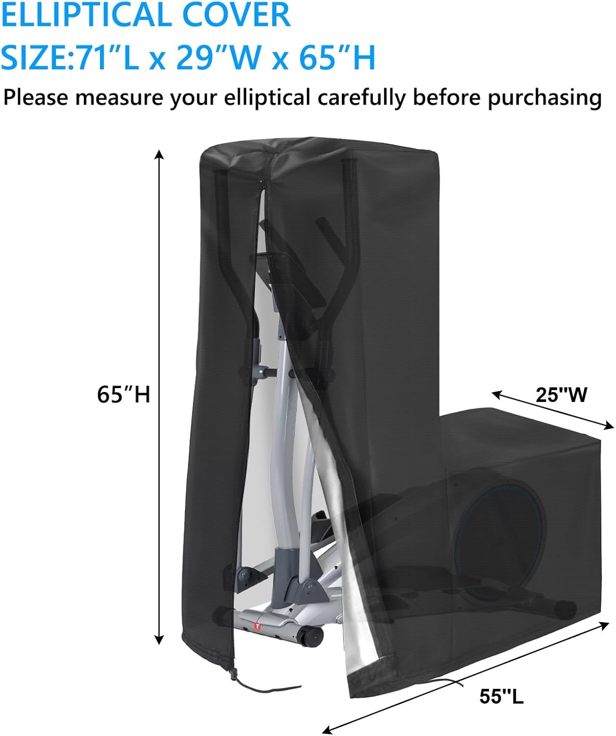 Elliptical Cover Elliptical Exercise Machine Cover for Indoor & Outdoor Home Elliptical Fitness Machine Protective Cover Waterproof & Dustproof Black - Image 2