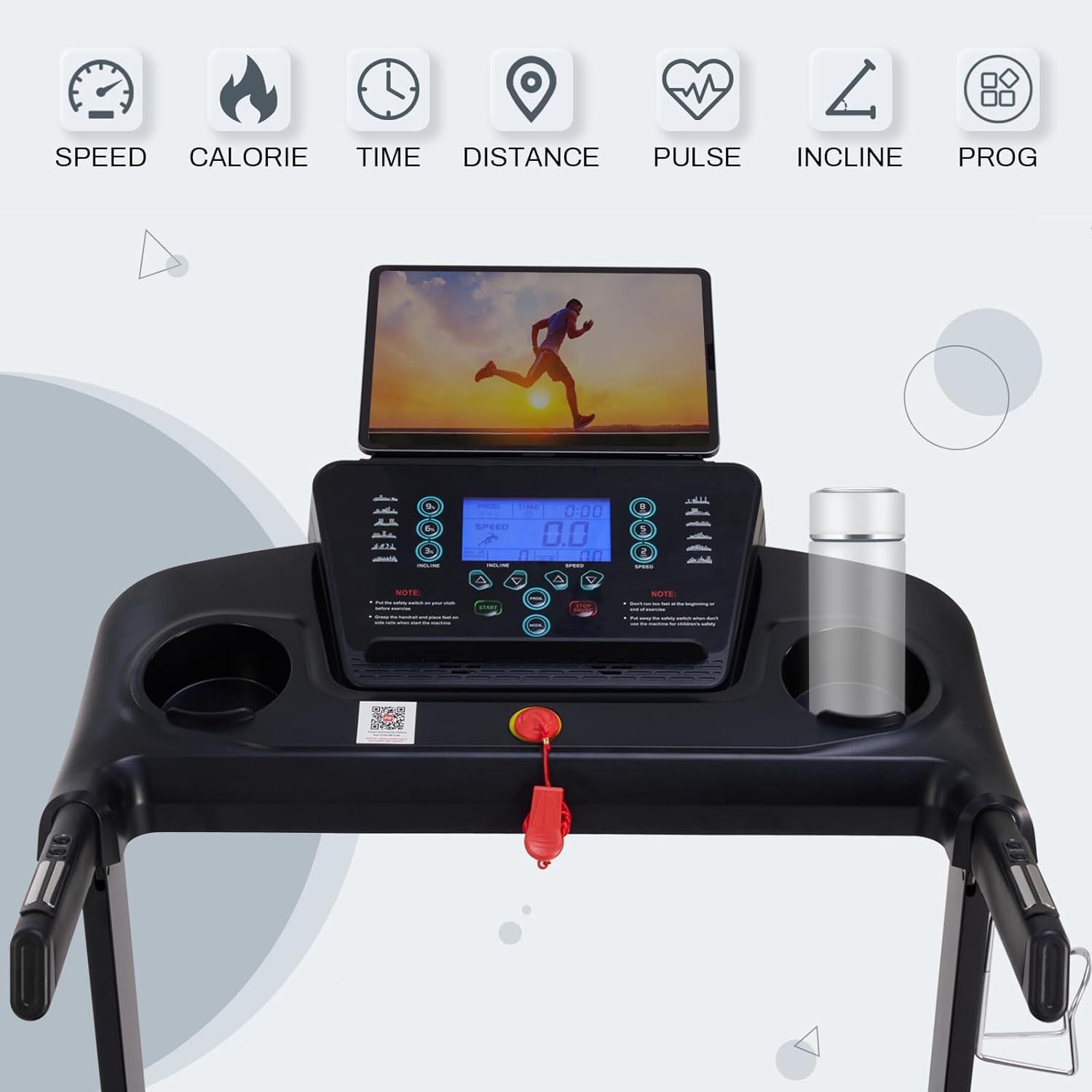 Treadmills for Home, 15% Auto Incline, 0.5-10 MPH, 18" Belt, 3 HP, 350lb Capacity, Foldable, Bluetooth App - Image 4