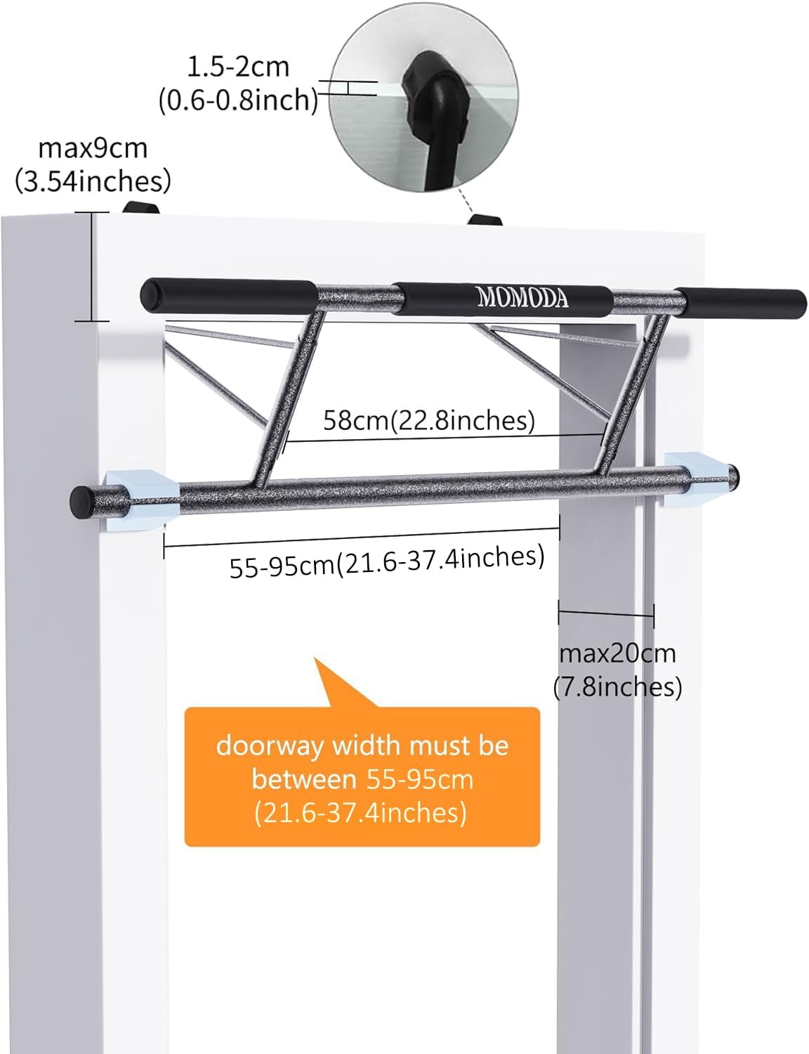 Pull Up Bar Doorway - No Screws Fitness Chin-Up Frame for Home Gym Exercise Multi-Angle Grip - 2025 Folding Upgrade (Fits Almost All Doors) - Image 2
